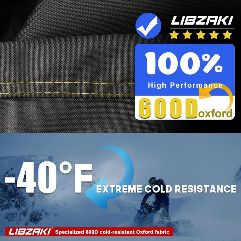 LI LIBZAKI LIBZAKI Snowmobile Cover Waterproof Sled Ski Cover 600D Heavy Duty Oxford Fabric Freeze-Resistant Down to -40°F Compatible with Polaris,Ski-Doo,Arctic Cat,Yamaha,Lynx,Camso,CFMOTO 126"-145" Blue - Image 2